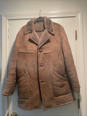 Nico Men's Tan Genuine Shearling-Lined Vintage Peacoat